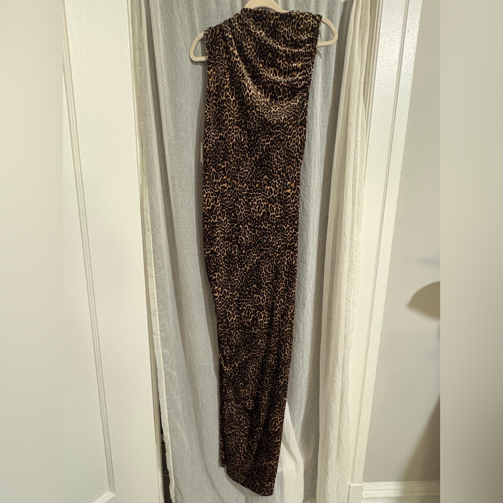 NWT Good American Formal Velvet High Neck Cheetah Leopard Print Maxi Dress XL - Picture 7 of 16